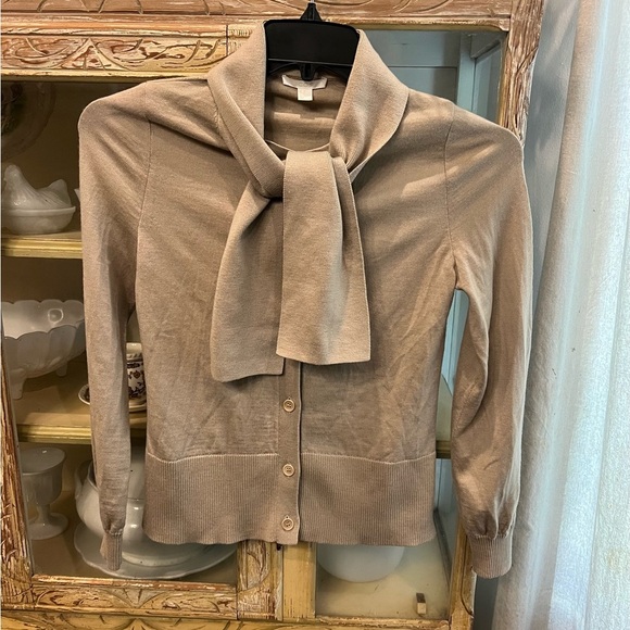 COS Tan Wool Button XS Down Sweater with Scarf Detail - Picture 1 of 6